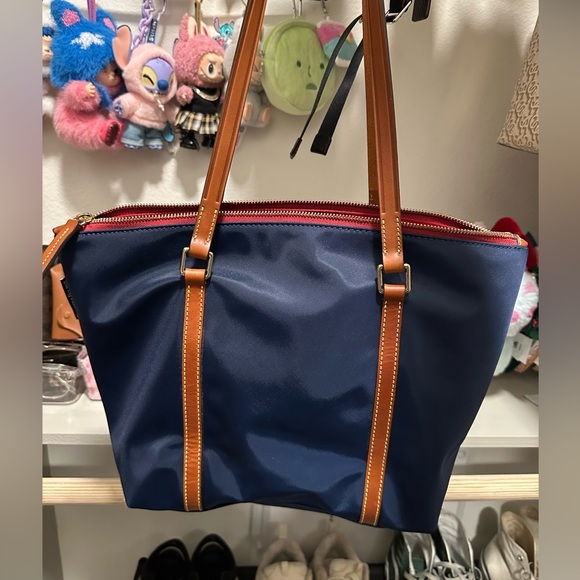 Navy Blue Dooney & Bourke Bag with Brown Accents - Picture 2 of 6